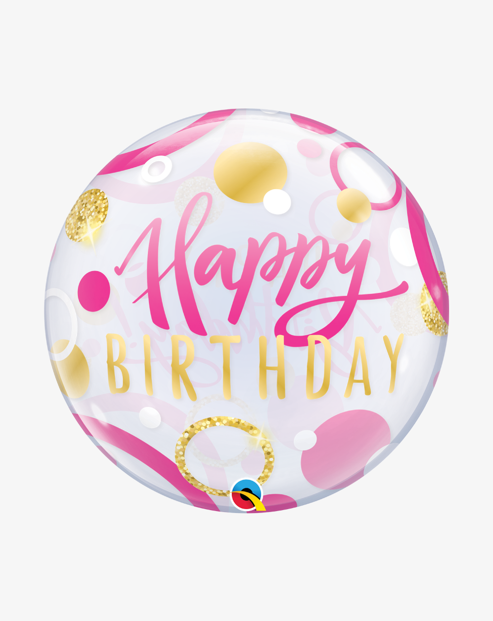 Bubble Balloon Pink & gold birthday - Agapics