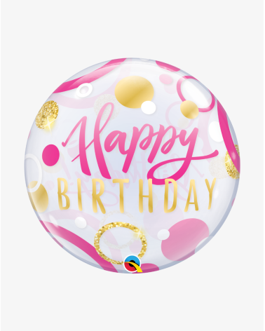 Bubble Balloon Pink & gold birthday - Agapics