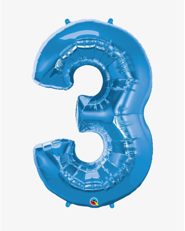 Big Foil Balloon Blue 3 - Agapics