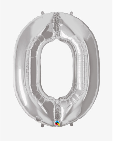 Big Foil Balloon Silver 0 - Agapics