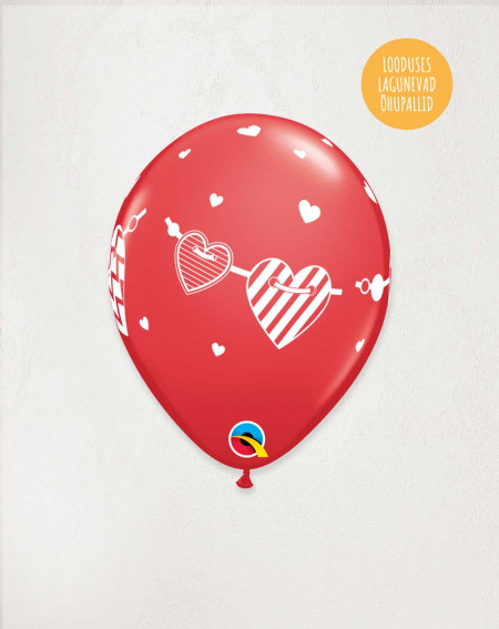 Latex Balloon Heart Pair red