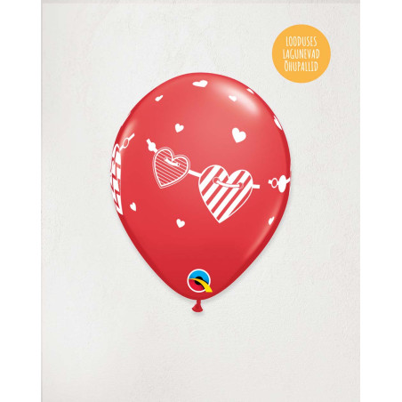 Latex Balloon Heart Pair red