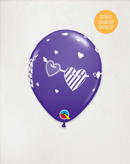 Latex Balloon Heart Pair purple