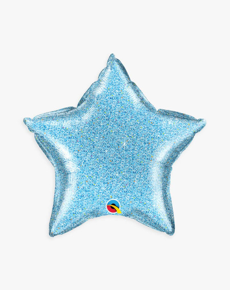 Balloon Shining Star Blue with helium in a box