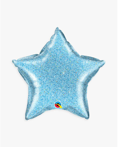 Balloon Shining Star Blue with helium in a box