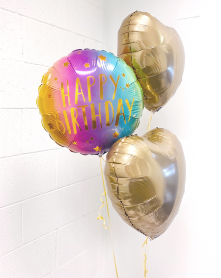 Balloon bouquet Golden Birthday with helium in a box