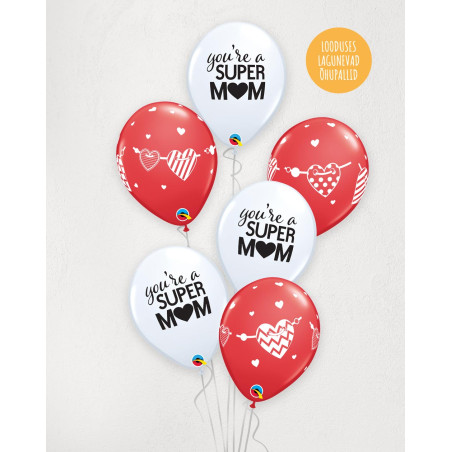 M Balloon Bouquet Super MOM with helium