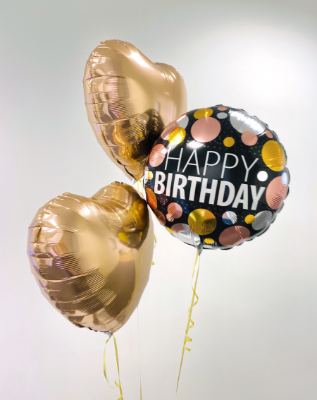 Balloon bouquet Gold Wishes with helium in a box