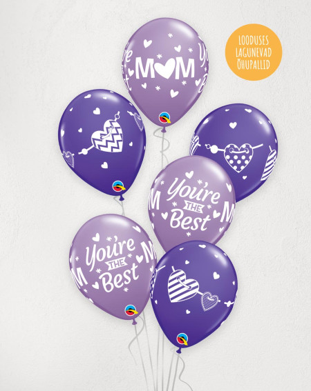 M Balloon Bouquet MOM purple with helium