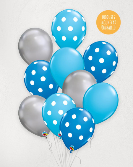 L Balloon Bouquet Blue Dots with helium