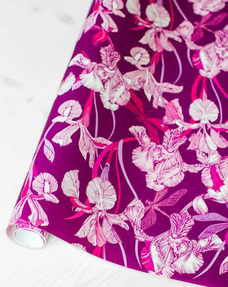 Wrapping paper Purple flowers