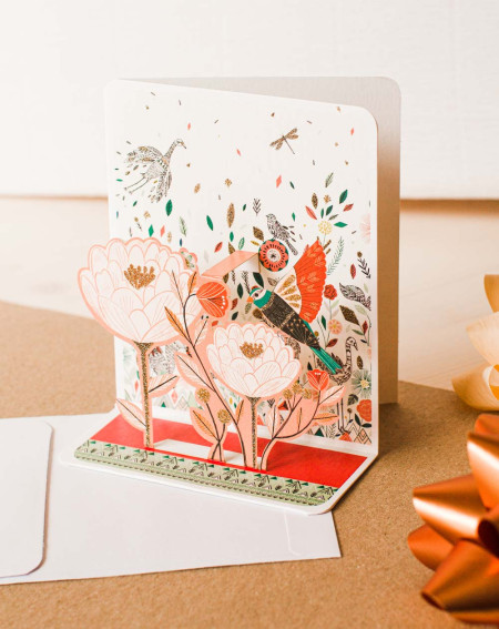 Card Flowers with Bird