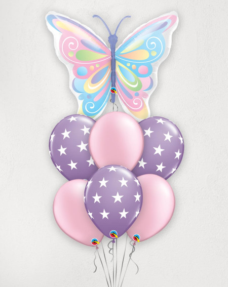 Big Balloon Bouquet Pastel Butterfly
