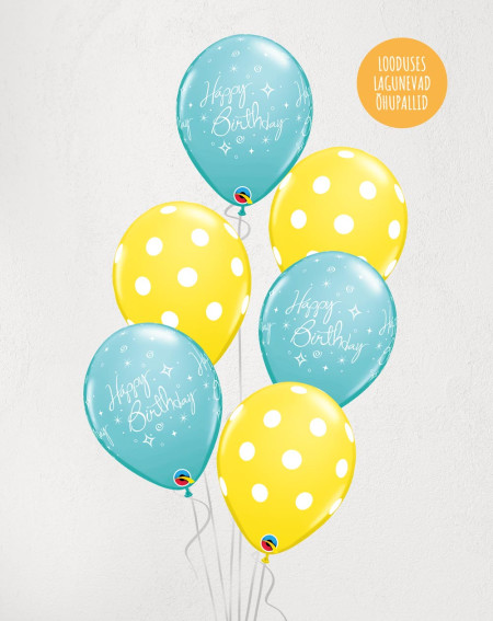 M Balloon Bouquet Birthday Yellow Dots