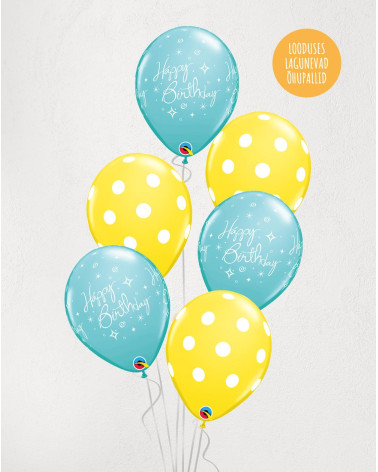 M Balloon Bouquet Birthday Yellow Dots