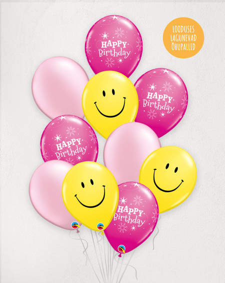 L Balloon Bouquet Birthday Smiley