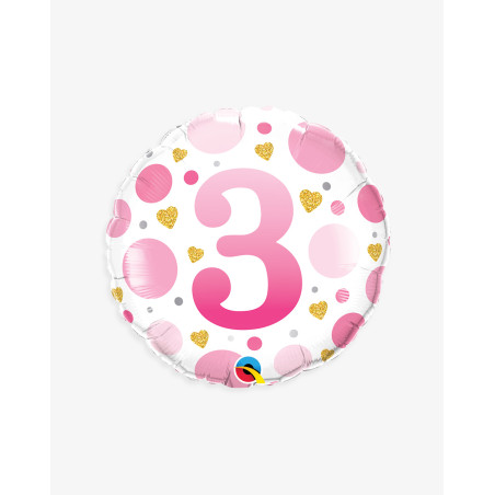 Foil Balloon Pink 3 - Number balloons - Agapics