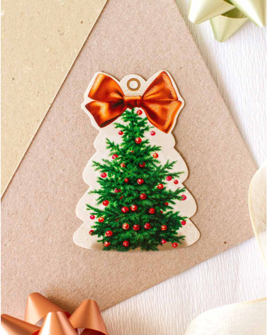 Small Christmas Card Green tree - Gift bag card - Agapics