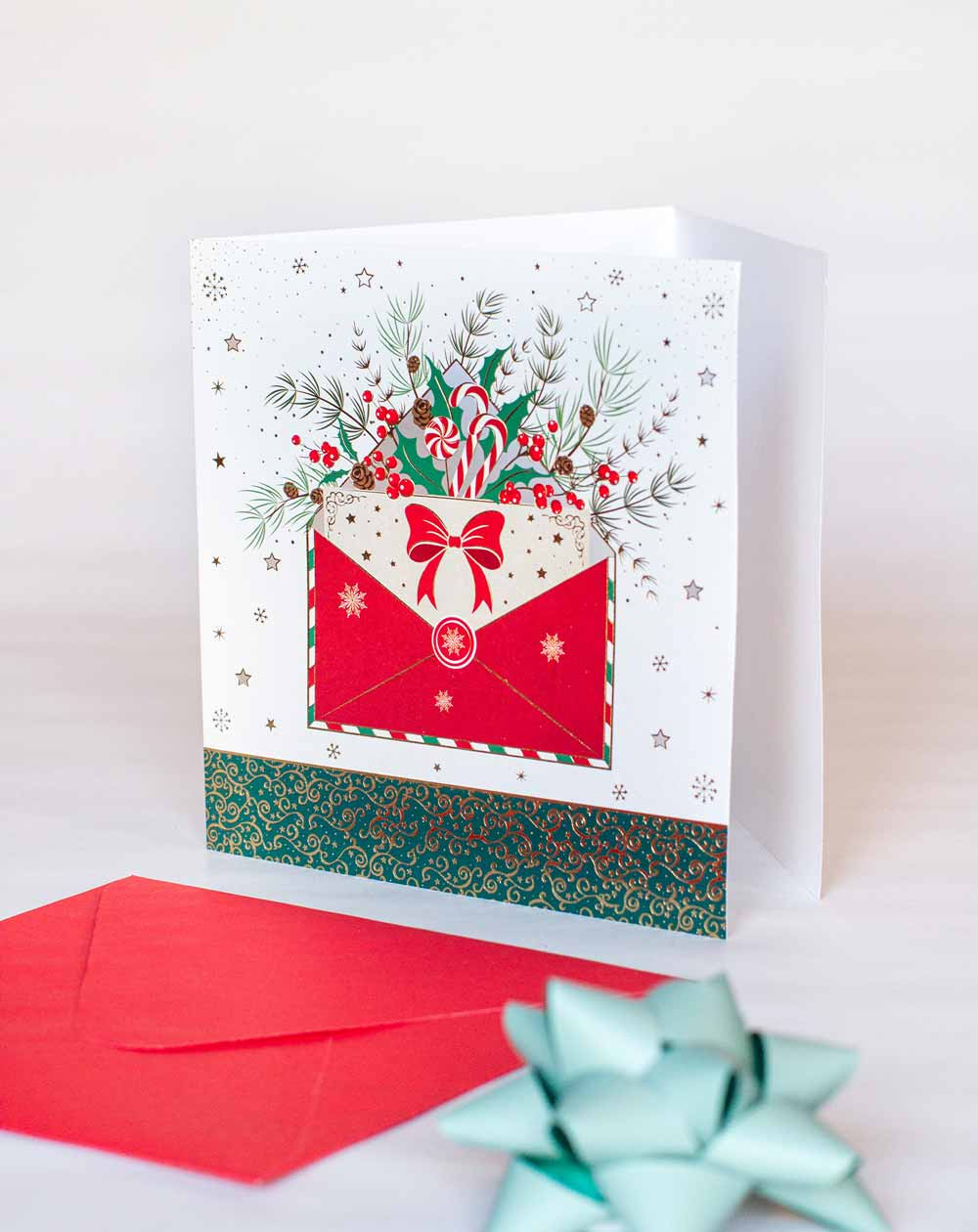 Christmas Card Letter with bow - Agapics