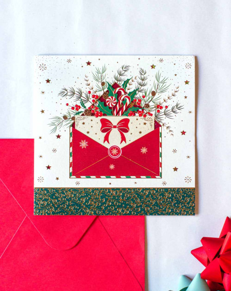 Christmas Card Letter with bow - Agapics