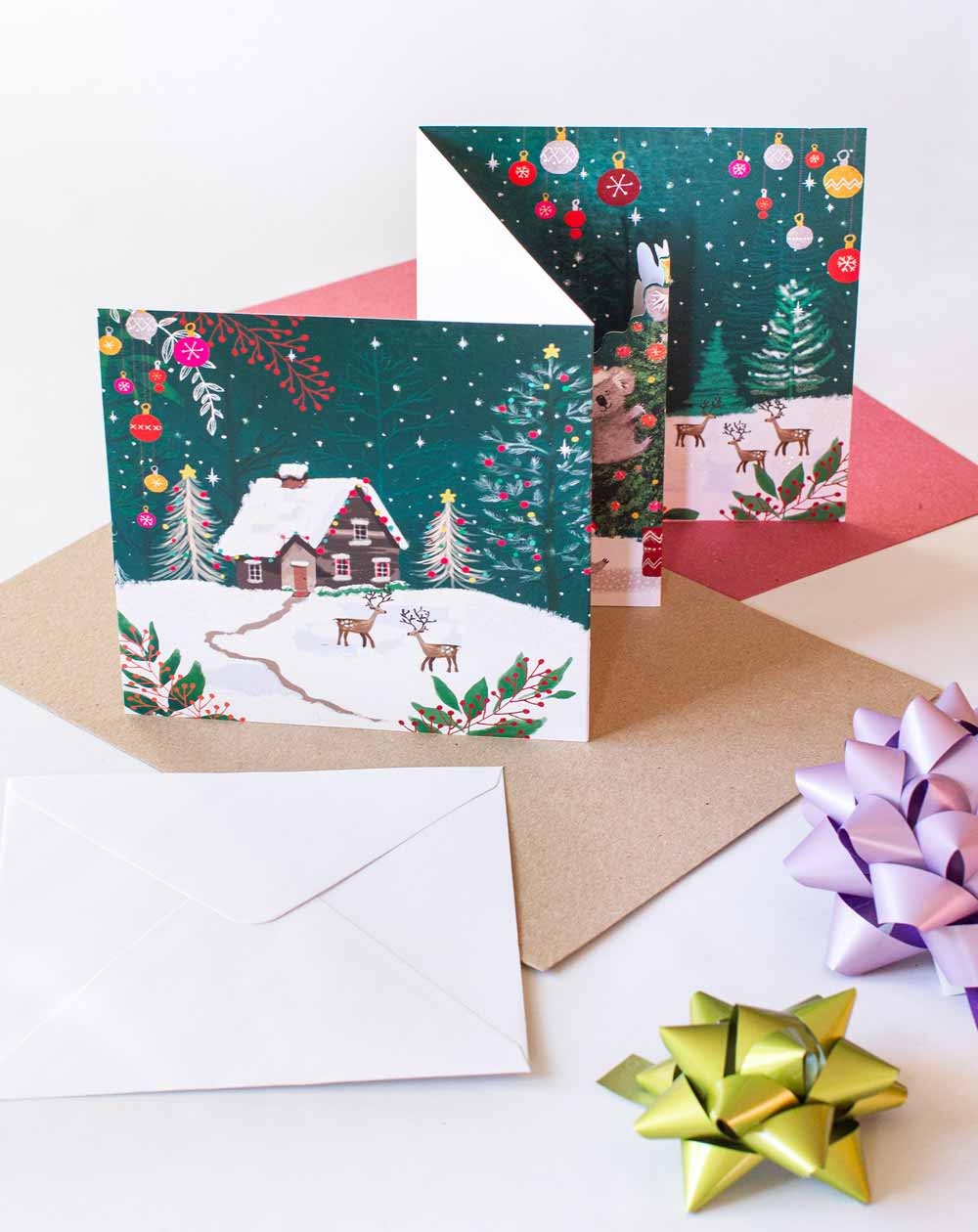 Christmas Card Animals and house - Agapics