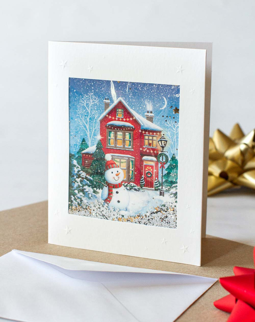 Let it snow Christmas Card Snowman - Agapics