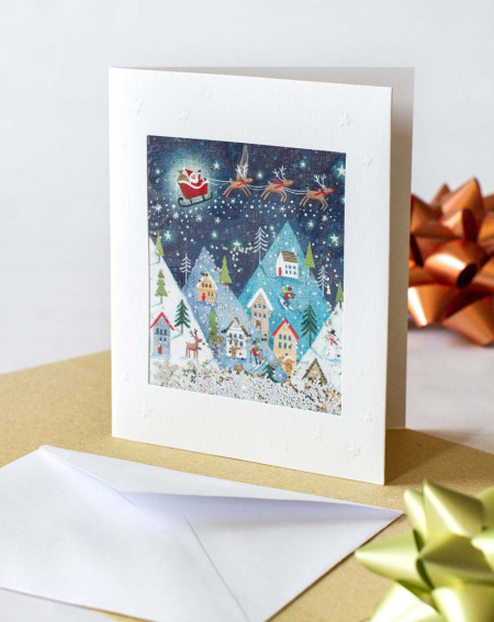 Let it snow Christmas Card Holiday Santa - Agapics