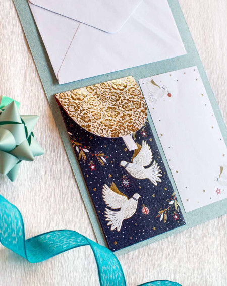 Christmas Pocket Card Doves - Agapics