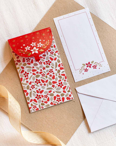 Christmas Pocket Card Red flowers - Agapics