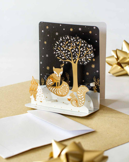 3D Christmas Card Fox - Agapics