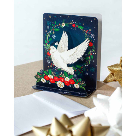 3D Jõulukaart Valge lind