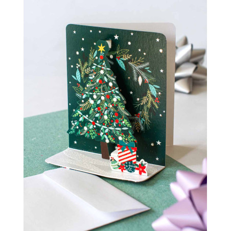 3D Christmas Card Green Tree - Agapics