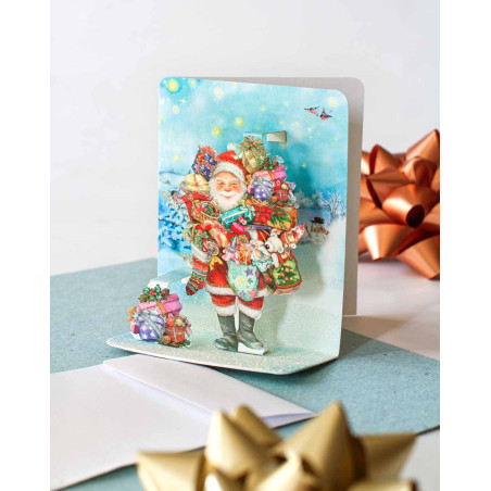 3D Christmas Card Santa with gifts - Agapics