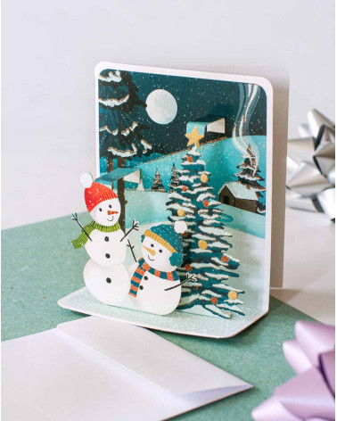 3D Christmas Card Snowmen - Agapics