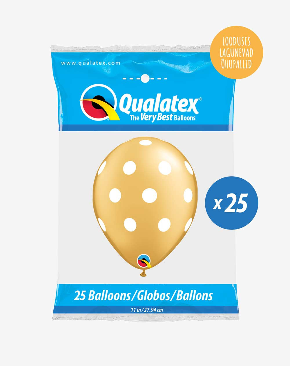 Latex balloons 25pc in a pack Gold and dots - Agapics