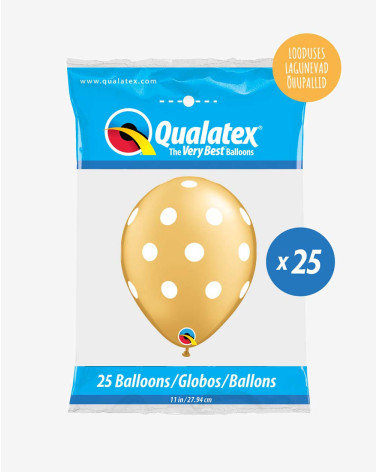 Latex balloons 25pc in a pack Gold and dots - Agapics