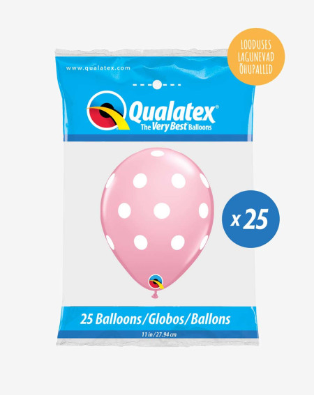 Latex balloons 25pc in a pack Pink and dots - Agapics