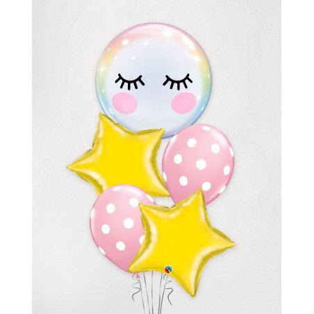 Big Balloon Bouquet Eyelashes and Stars - Agapics