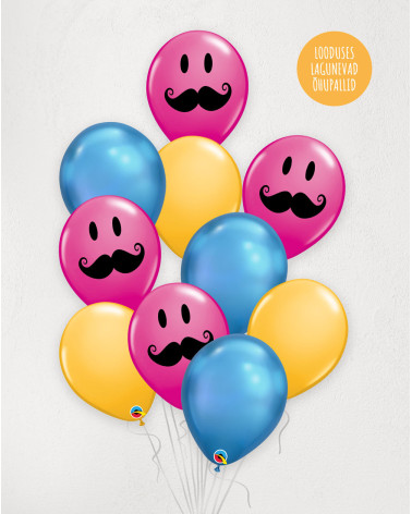 Big Balloon Bouquet Mustache - Agapics