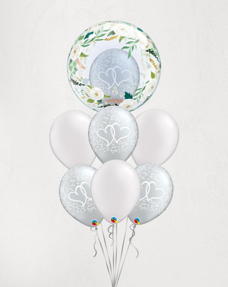 Big Balloon Bouquet Silver Heart - Agapics