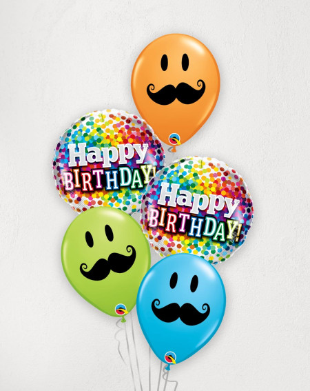 Big Balloon Bouquet Birthday Mustaches