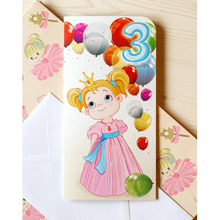 Card Number 3 Girl - Children birthday cards - Agapics