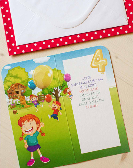 Card Number 4 Girl - Birthday cards for kids - Agapics