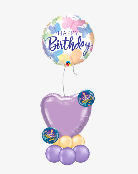 Balloons Birthday Butterflies and heart - Helium balloons - Agapics