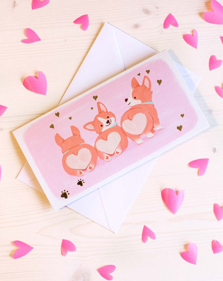 Pocket Card Dogs and hearts - Valentine's day cards - Agapics