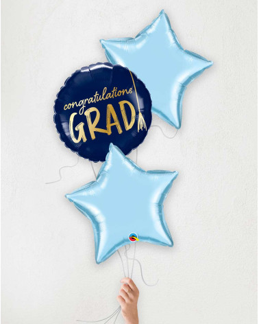 Helium Balloons Graduation Grad blue - Graduation gift - Agapics