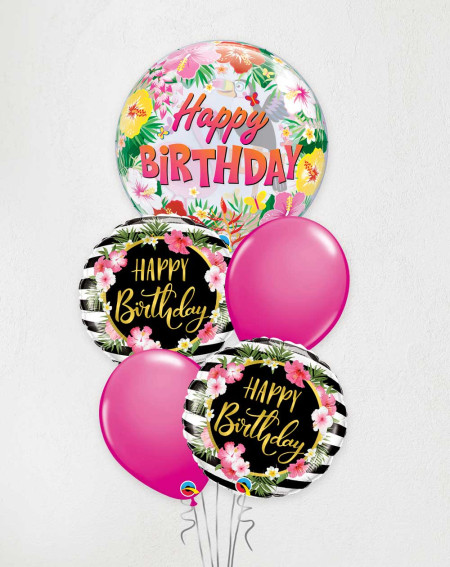 Big Balloon Bouquet Tropical Birthday pink