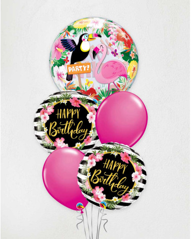 Big Balloon Bouquet Tropical Birthday pink