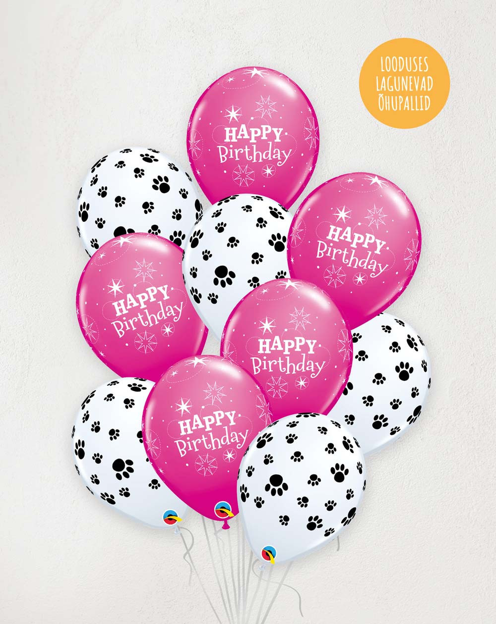 Big L Balloon Bouquet HB Paw Prints pink