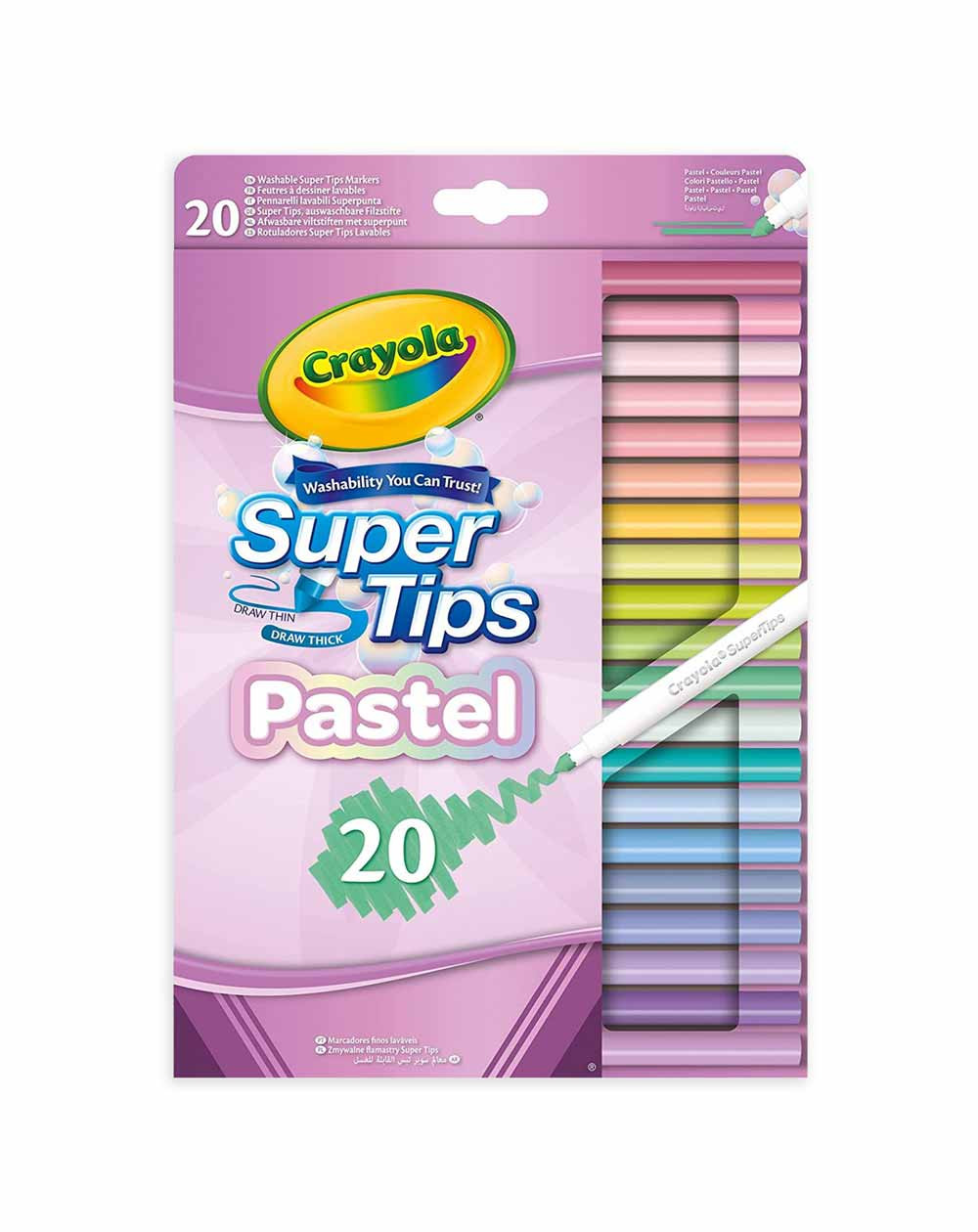 Crayola Pastel Supertips Washable Markers 20pc - School supplies - Agapics